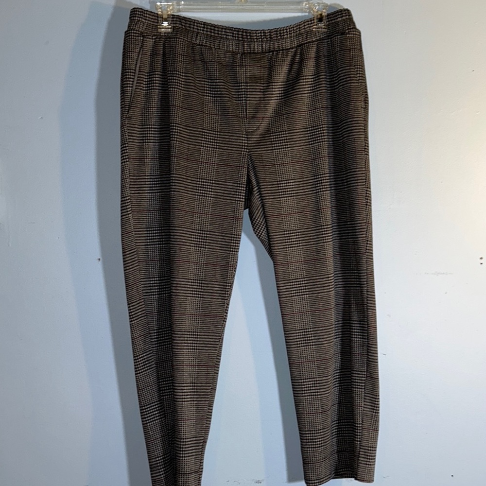 A new day black gray burgundy plaid stretch pants plus size xxl